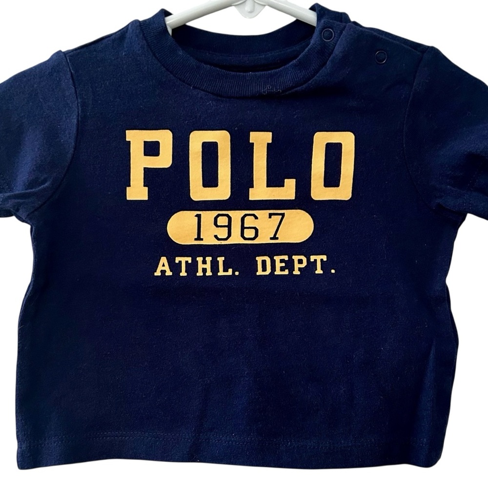 RALPH LAUREN Blue Graphic Baby T Shirt Size 3 Months